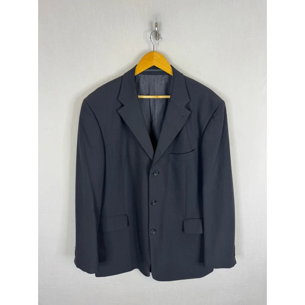 Strellson Novara-Luigi Mens 46 Black 100% Virgin Wool 3-Button Blazer Jacket